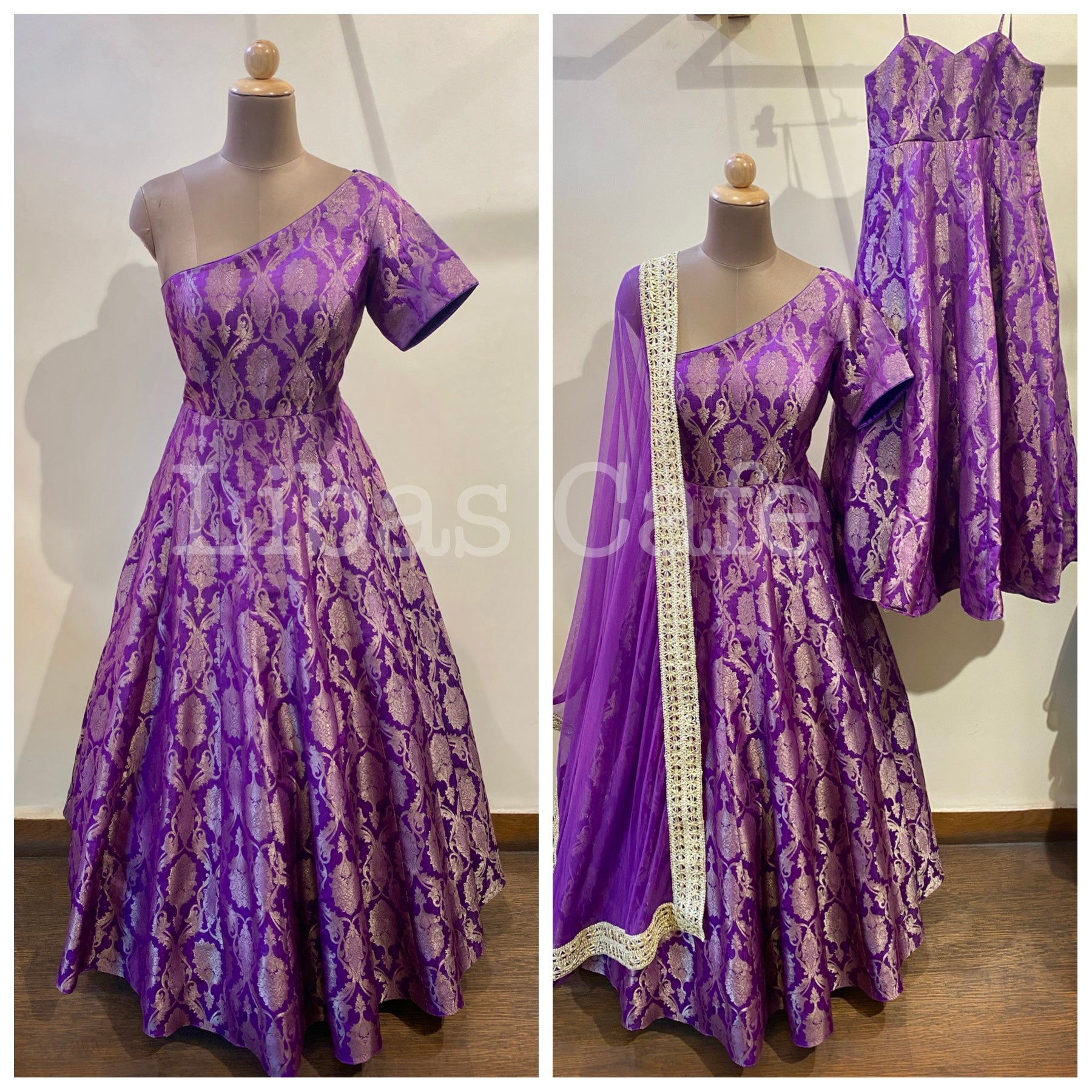 Purple Brocade Anarkali